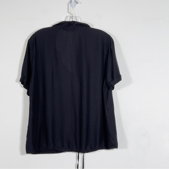 Cloth & Stone Short Sleeve Tie Waist Top Sz XL Black - Picture 7 of 13